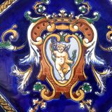 Wall dish in faience of gien model renaissance signed