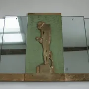 Rowley Gallery Art Deco mirror with gilt relief of a girl, London c.1930