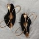 Vintage 1950s wall lights, black metal with gilded brass, 50s retro.