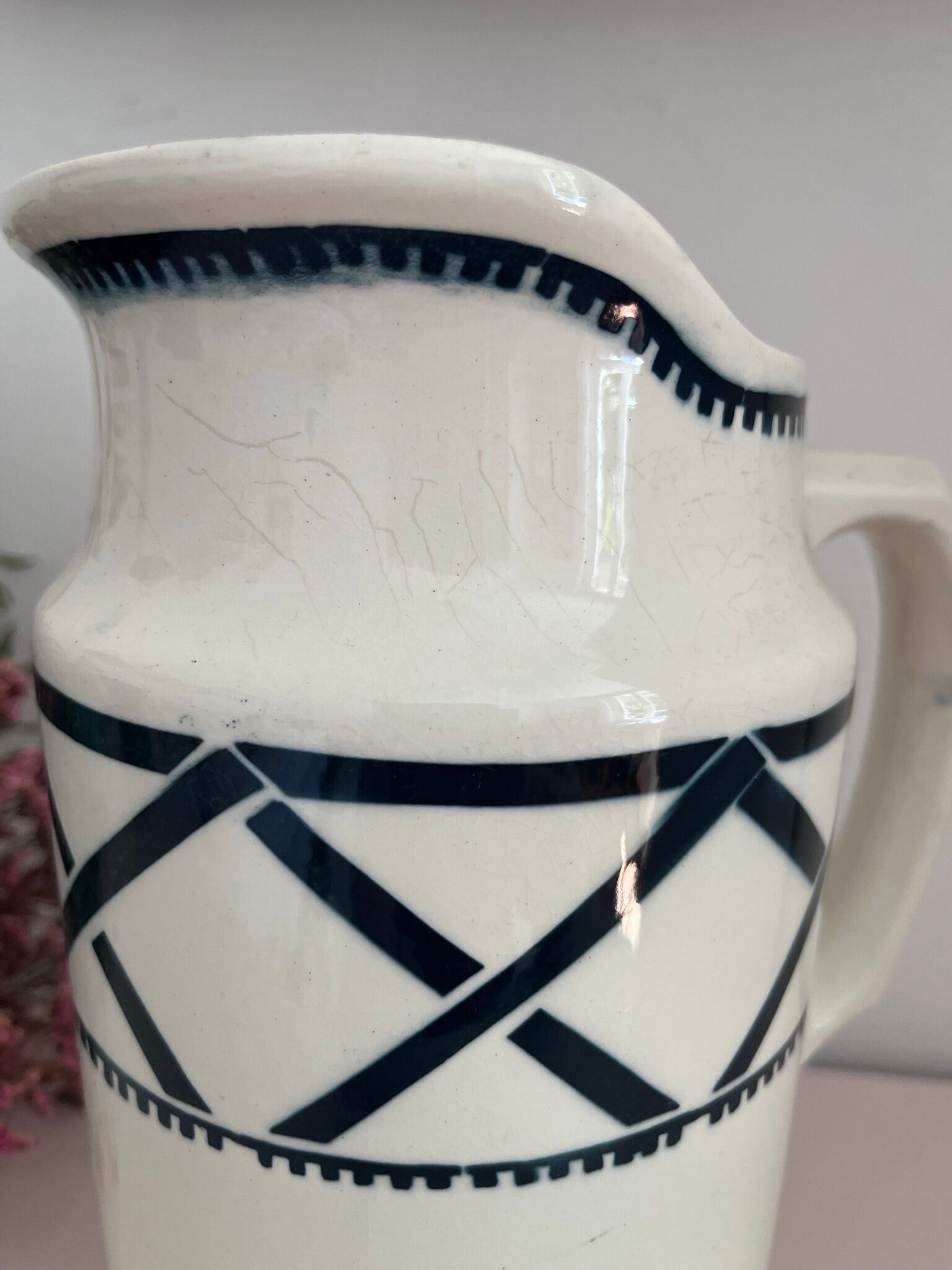 Broc vase in vintage Badonviller earthenware