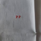 Série de sept serviettes de tables coton damassé monogramme P P 56 X 56 cm