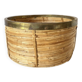 Rattan and brass basket 34 cm