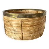 Rattan and brass basket 34 cm
