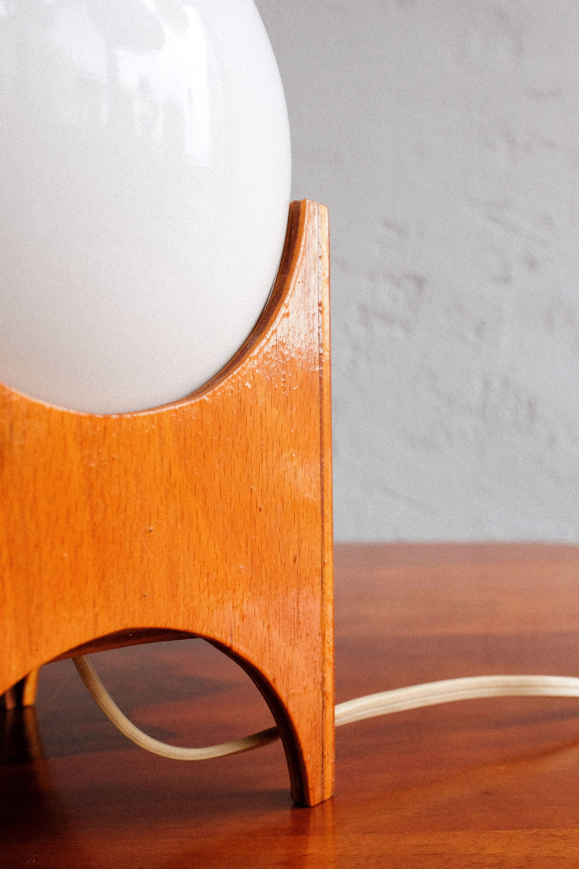 Glass & wood table lamp, Czechoslovakia, 1960s