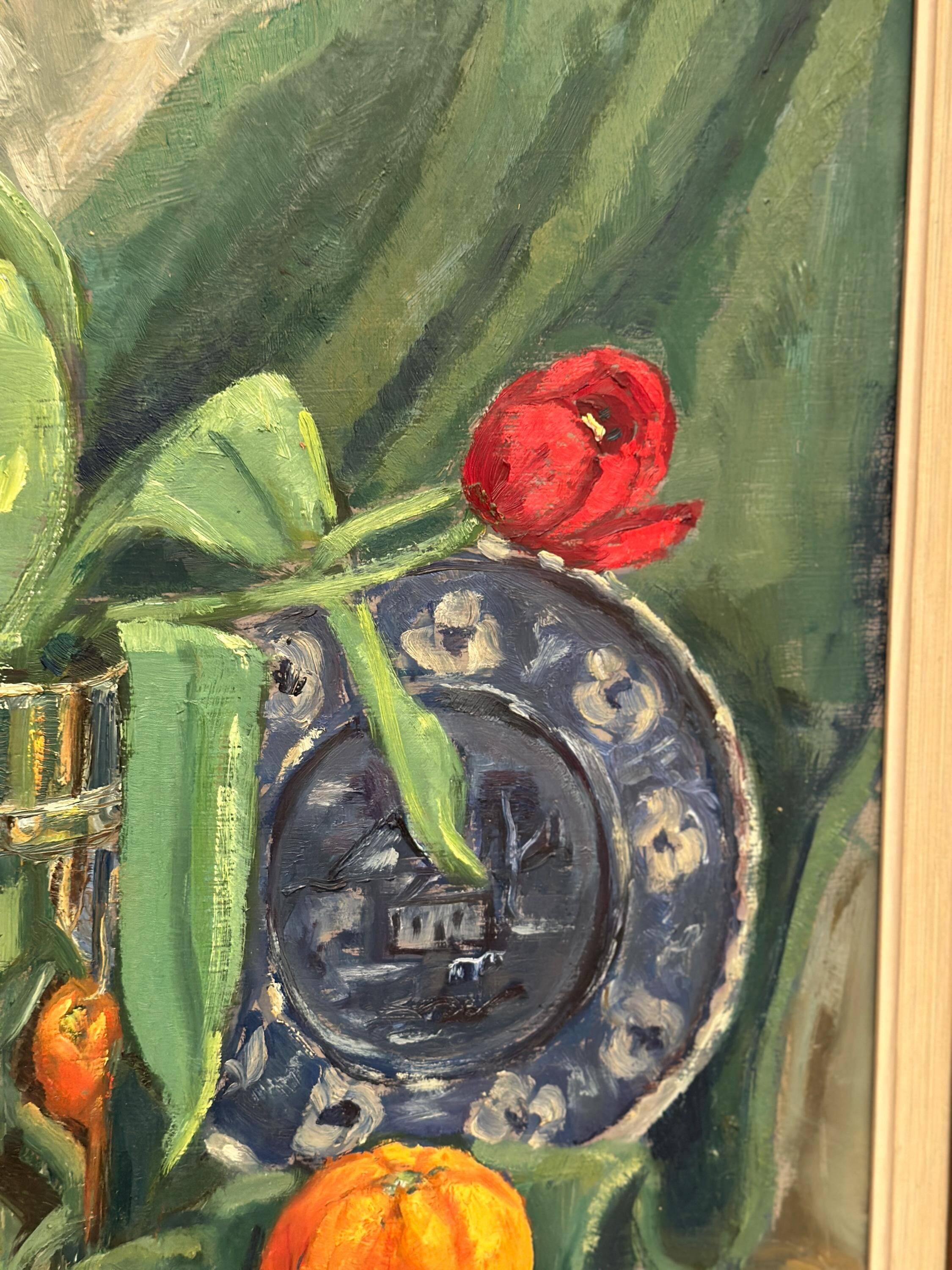 Swedish Oil on Panel – “Still Life with Tulips” by J. Essen Loarp