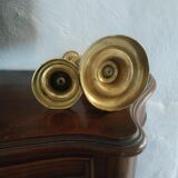 Set of 2 old brass candle holders