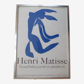 Affiche d'après Matisse, nu bleu, exposition du centenaire 1970 grand palais paris, cadre verre