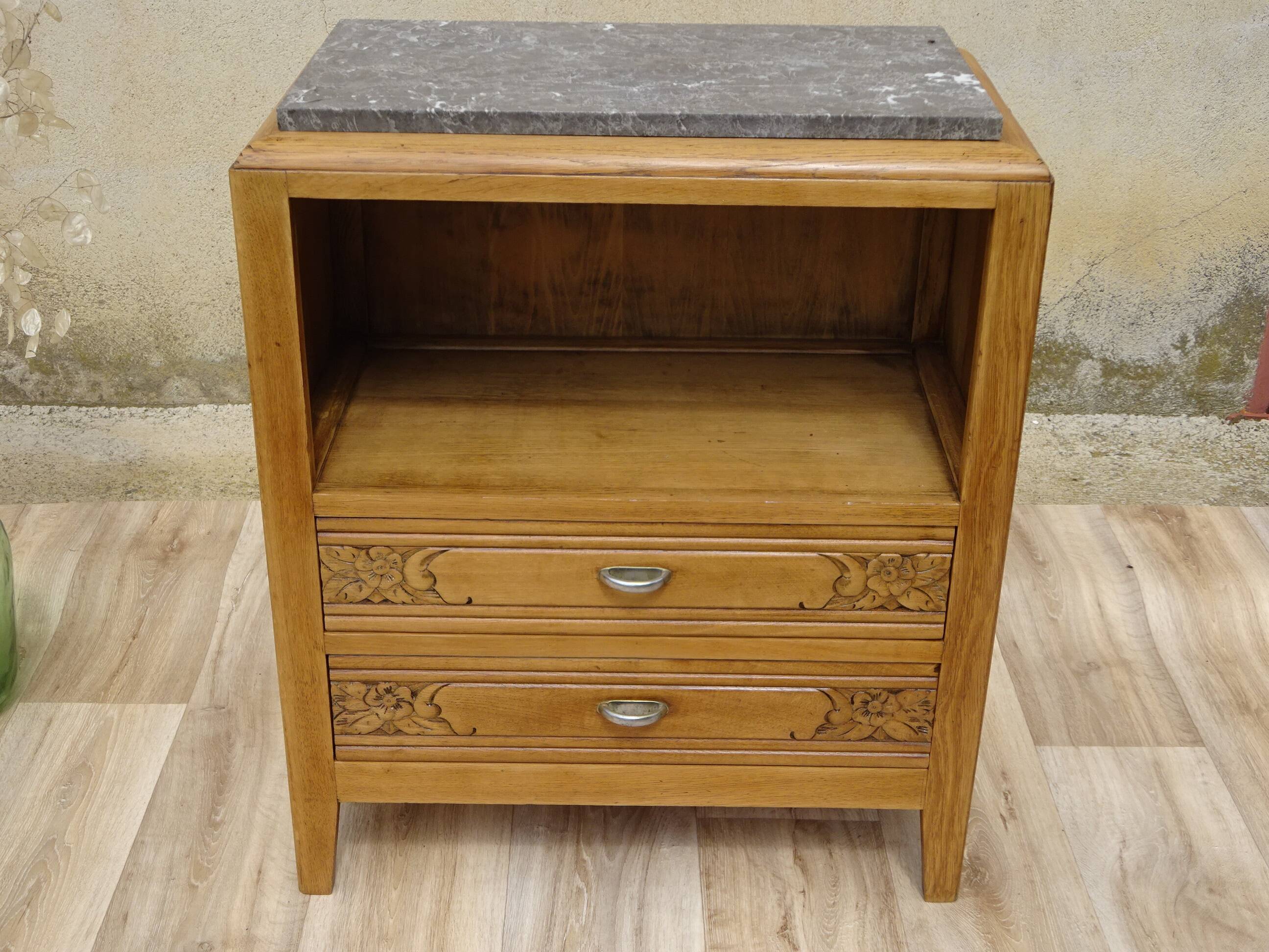 Art Deco bedside table in oak, restored