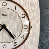 Vintage formica clock silent rectangular wall clock "Flash gray white"