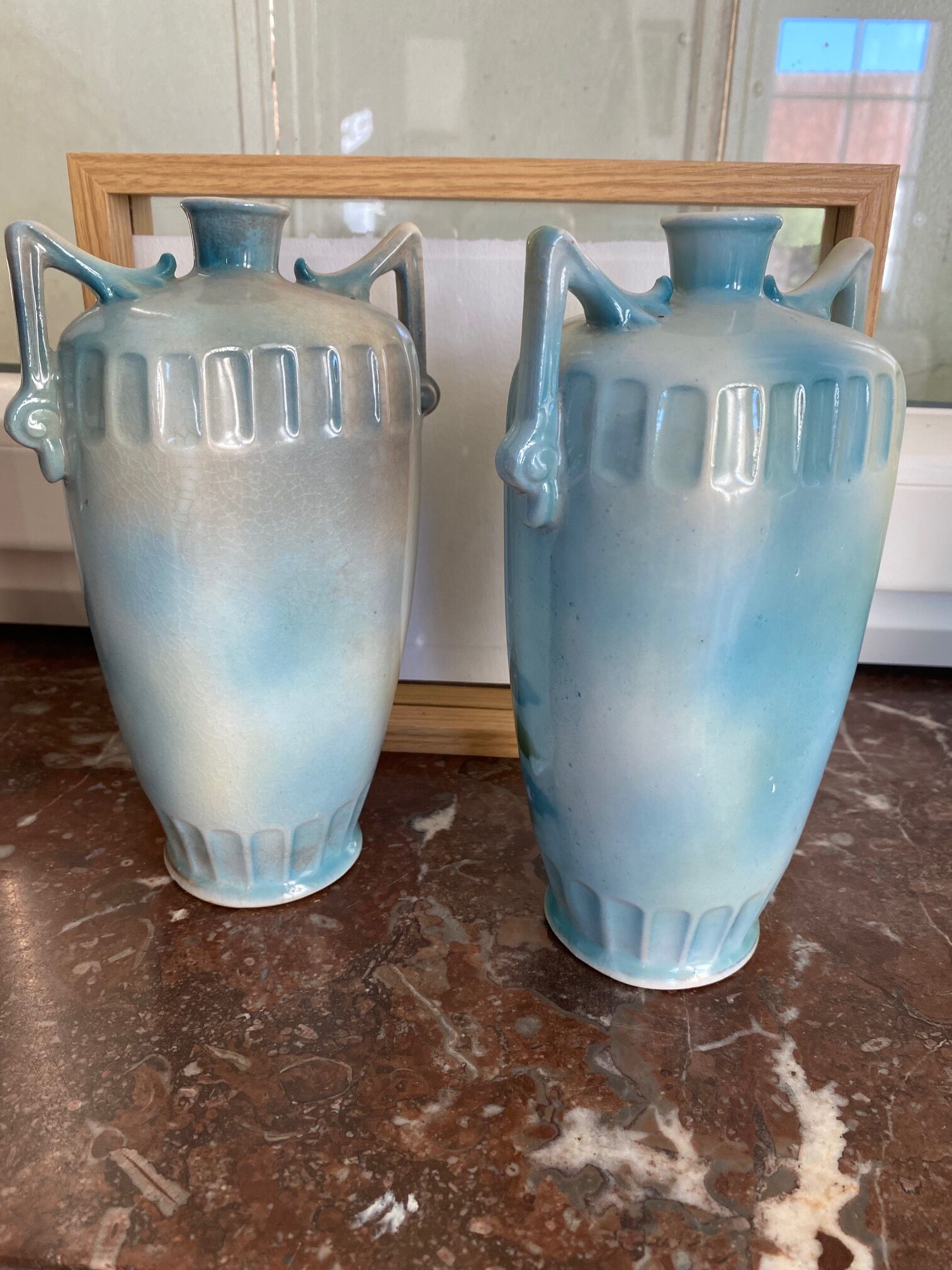 Paire de vases art nouveau décor lacustre