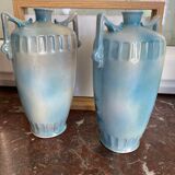 Pair of art nouveau vases with lake decor