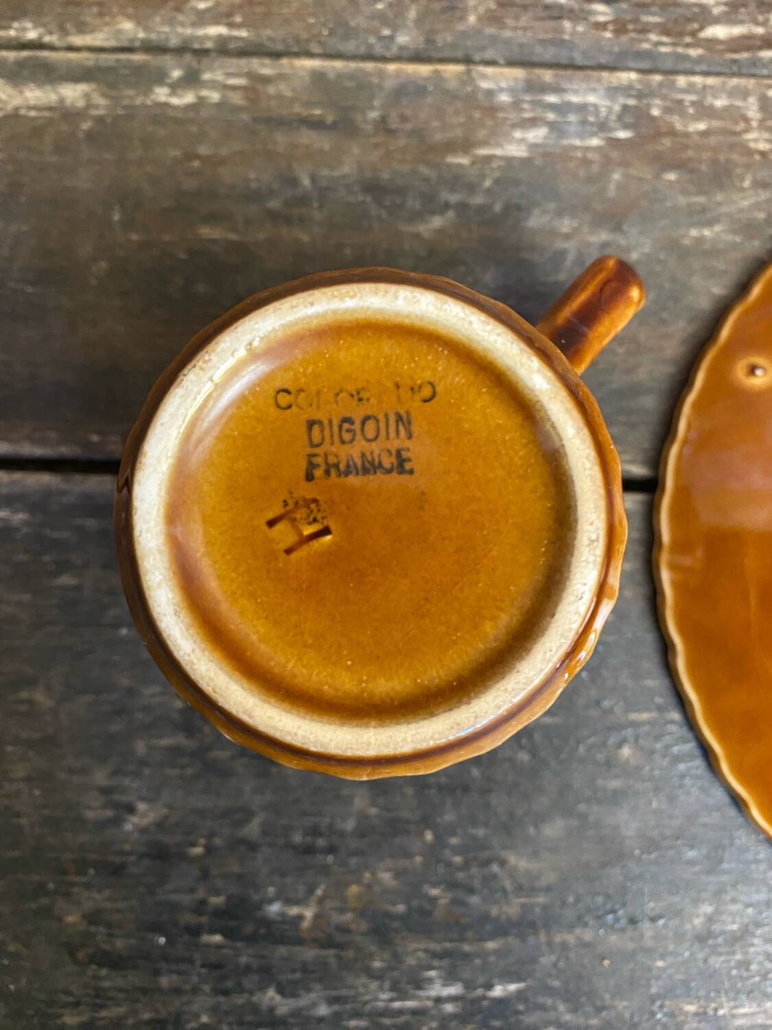 Set of 6 cups and saucers digoin colorado model vintage beige ceramic