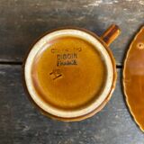 Set of 6 cups and saucers digoin colorado model vintage beige ceramic