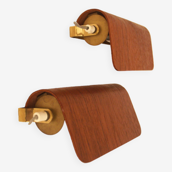 Very special plywood wall lights / night lights from the 60s - brass