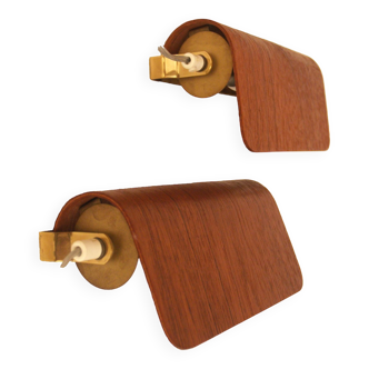 Very special plywood wall lights / night lights from the 60s - brass
