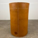 Danish leather wastepaper basket by Torben Orskov in Adnet style