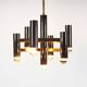 Brass & gunmetal geometric chandelier by "Boulanger S.A."