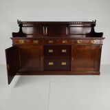 Early 20th-century English mahogany dresser / sideboard – brass campaign hardware