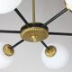 Mid-century sputnik brass and opaline glass chandelier