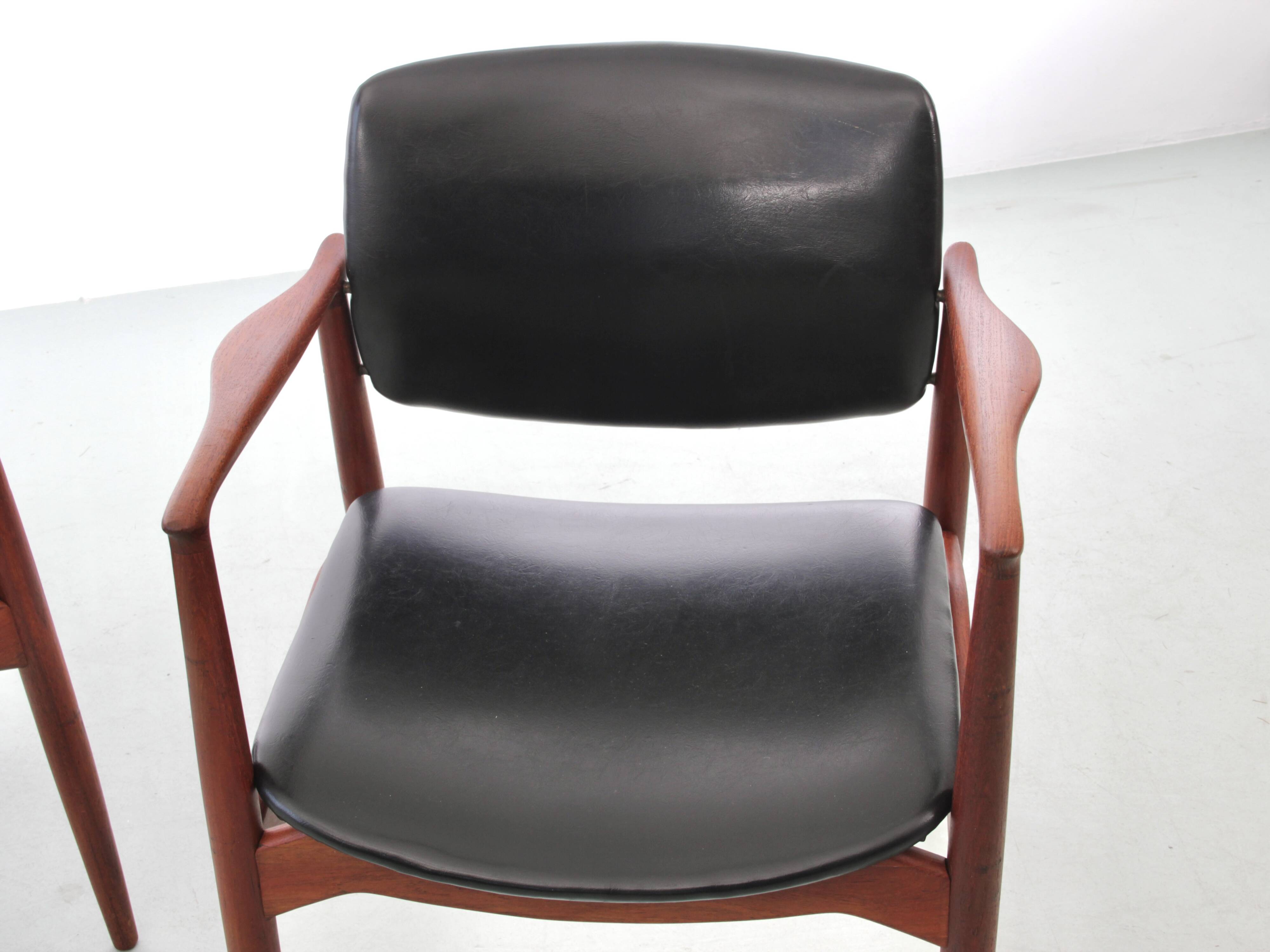 Pair of Scandinavian teak armchairs, model 66