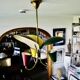 Vintage tri-color chandelier in lacquered steel and brass