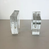 Set of 2 "brutalist" rock glass vases, germany 1970