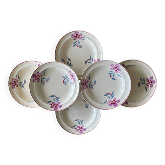 6 antique semi-deep plates in Saint-Amand earthenware (Nord)