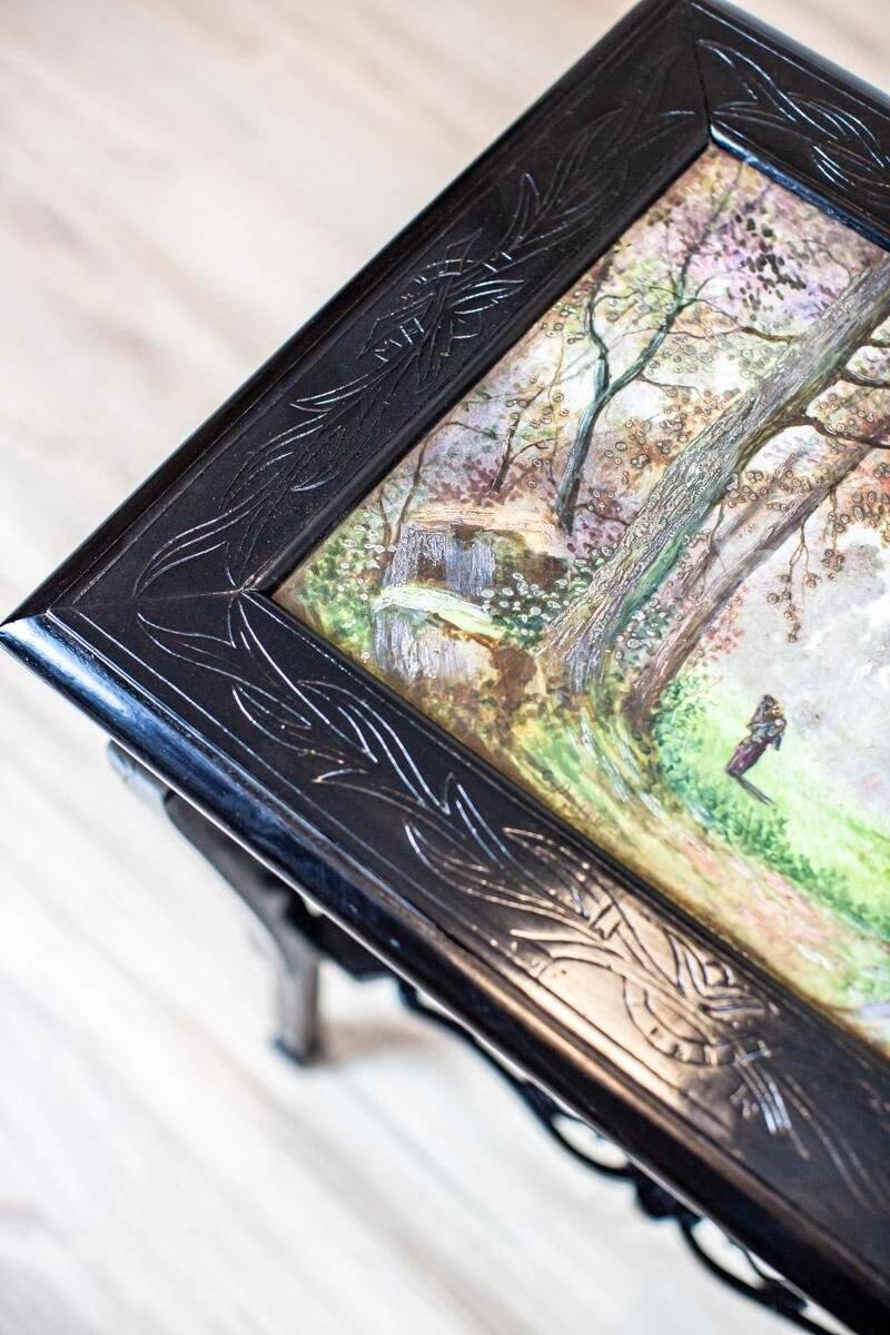 Antique Side Table with Ceramic Top, 1890s