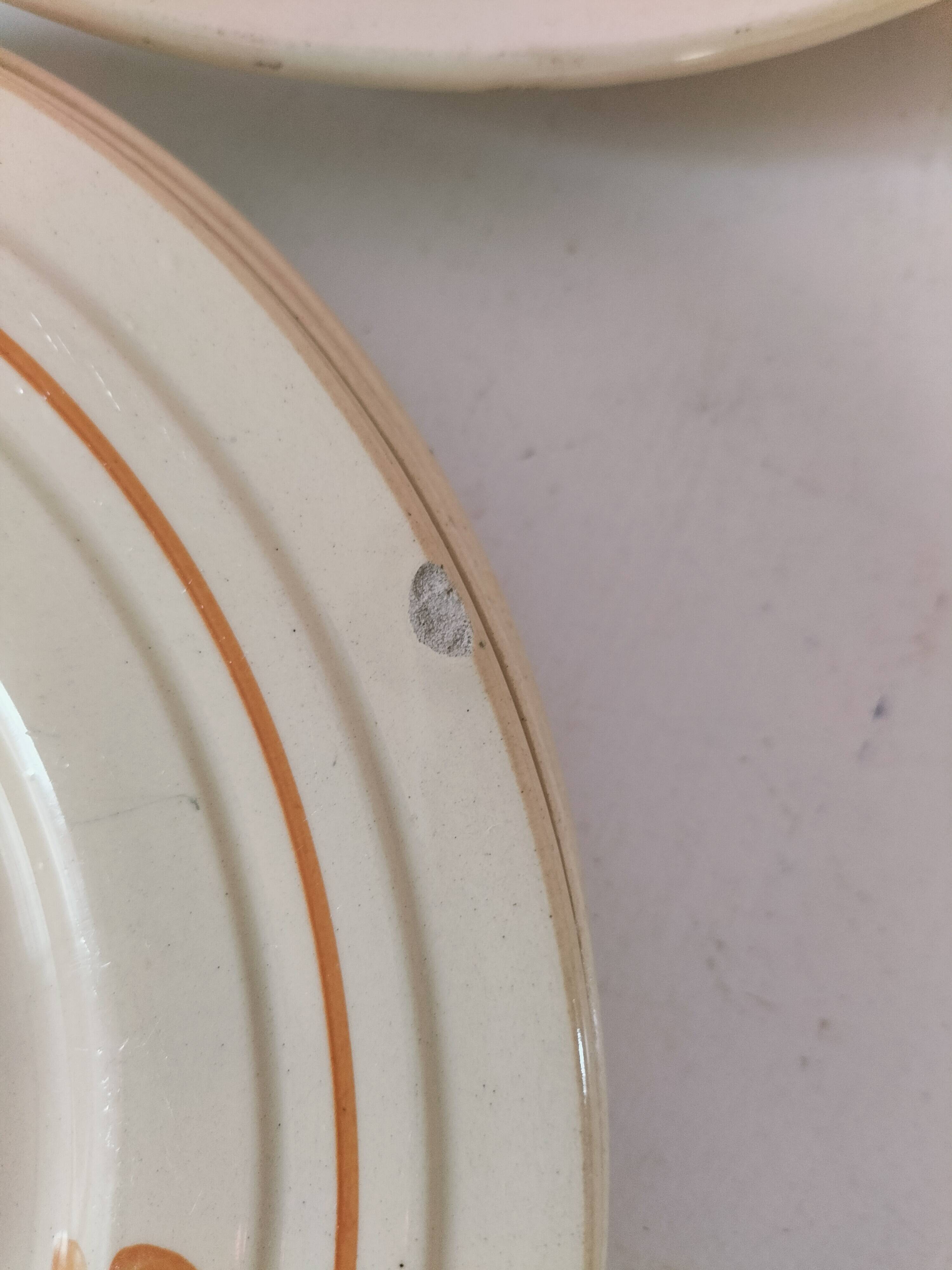 Set of 6 vintage orange and blue floral plates – 1950s