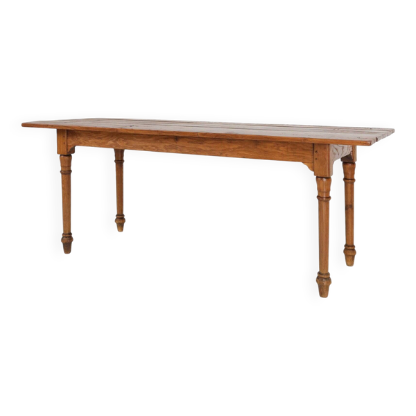 Table de ferme rustique en chêne, France, années 1850