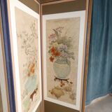 Screen 4 korean pans with flower patterns circa 1950 1970 h 156 l 180