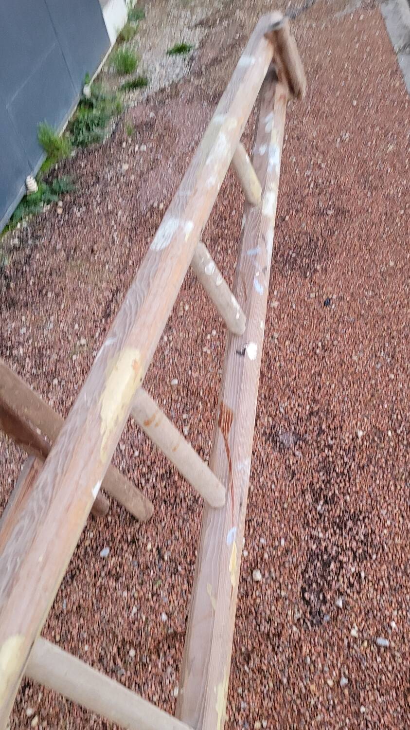 Old wooden fruit harvest market gardener's ladder - 3m65
