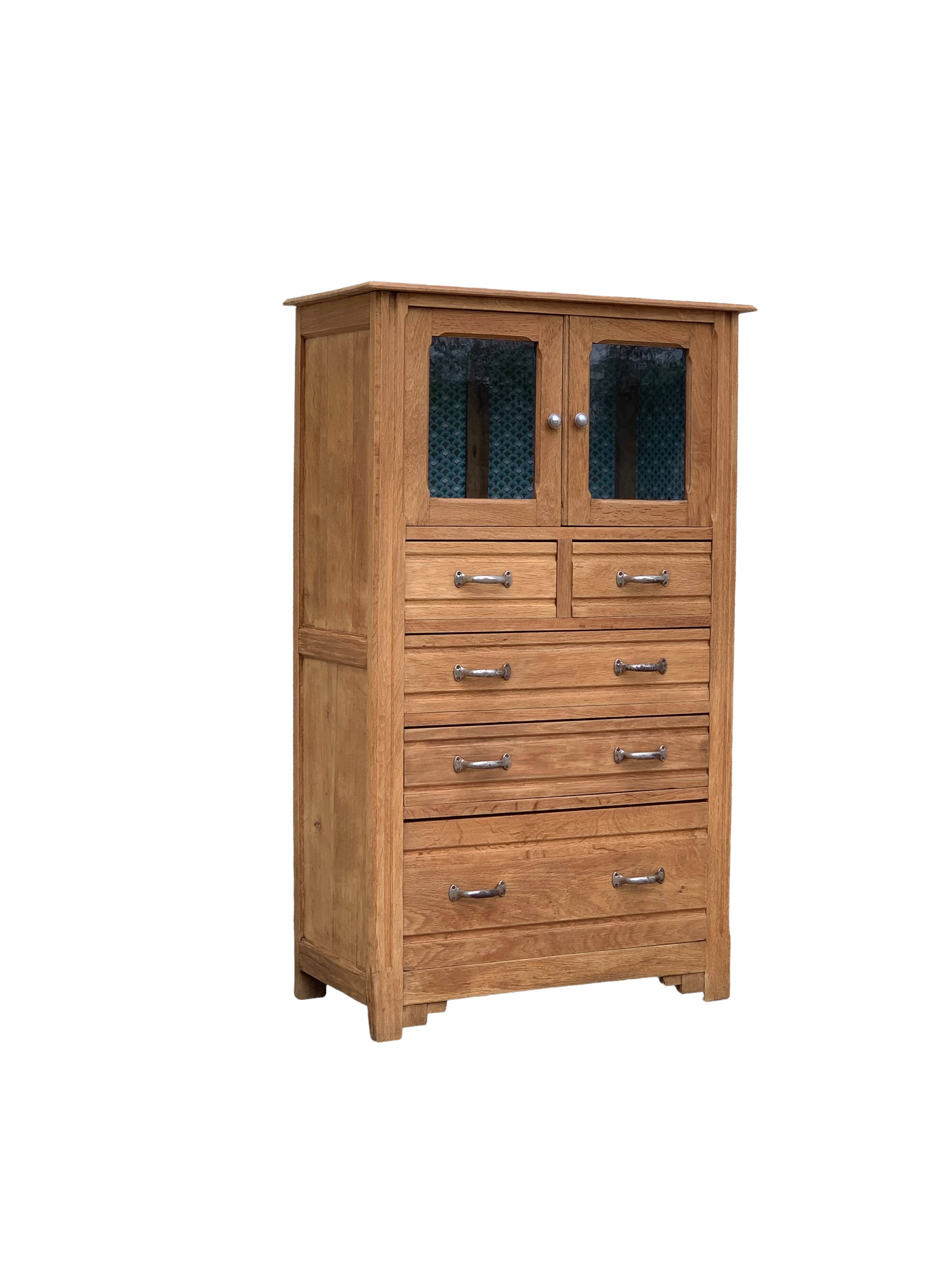 Buffet parisien vitré 1920 bois brut massif