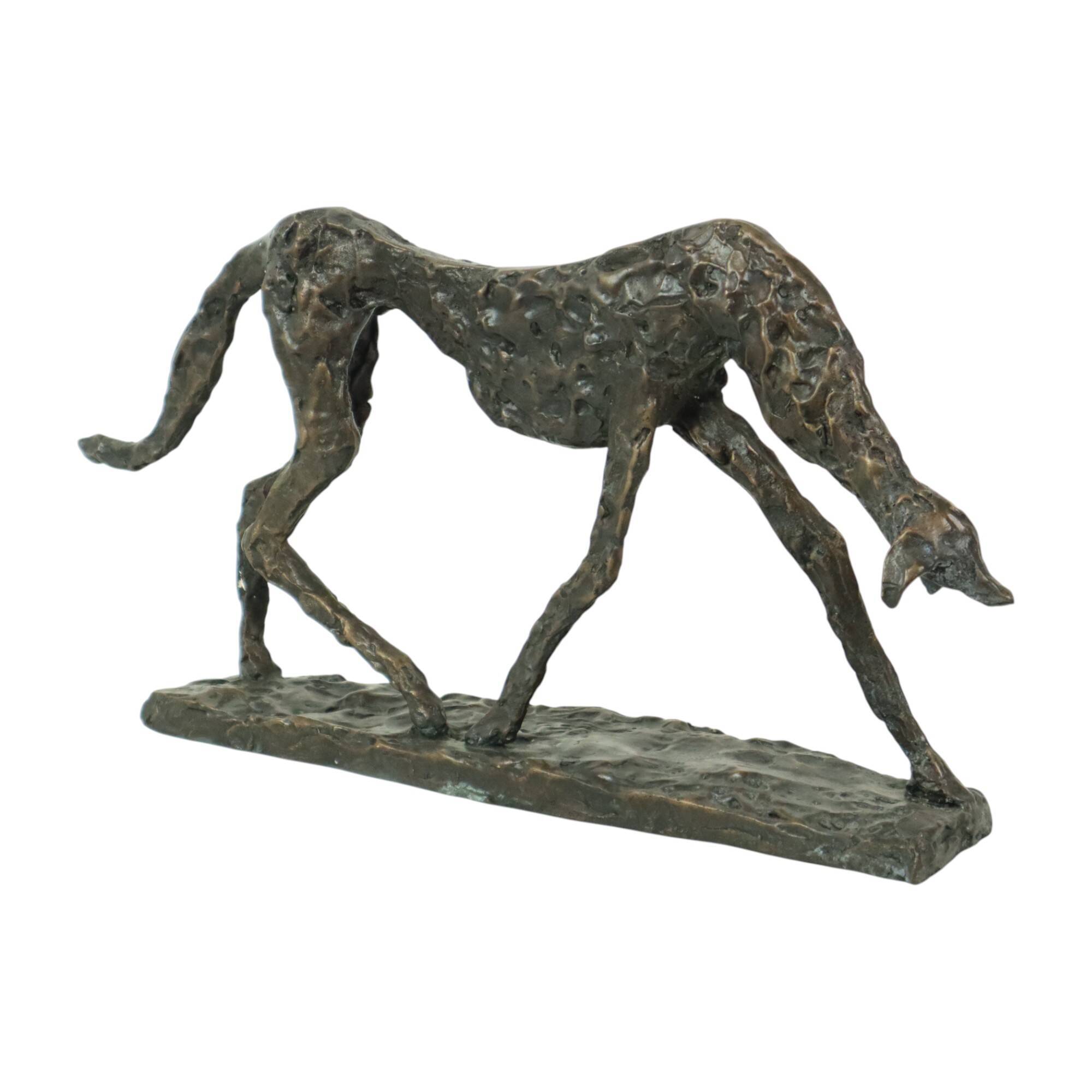 Statue en bronze d'après Alberto Giacometti Sculpture de chien 44 cm