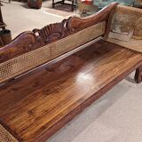 Large colonial caned bench