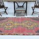 4x8 Pale Red Geometric Vintage Rug, 129x258Cm