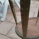 Old oval table with marble top, Louis XVI style