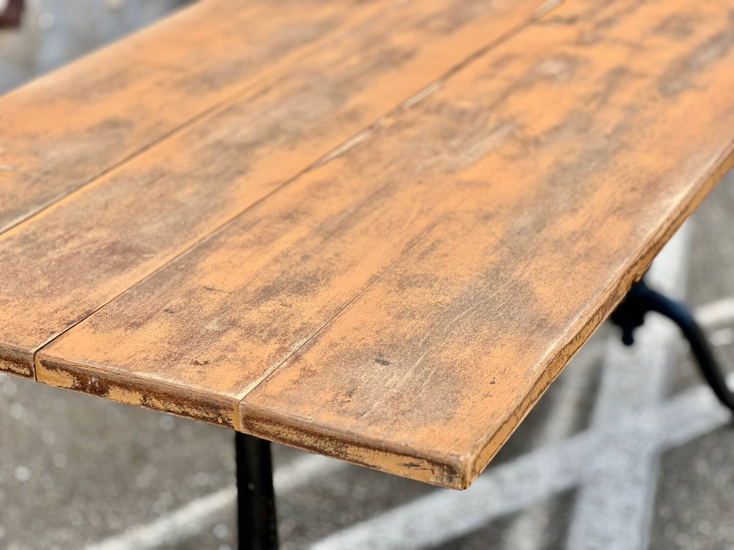Antique bistro table with cast iron legs
