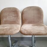 Suite de 4 chaises vintage 1970 en daim & acier