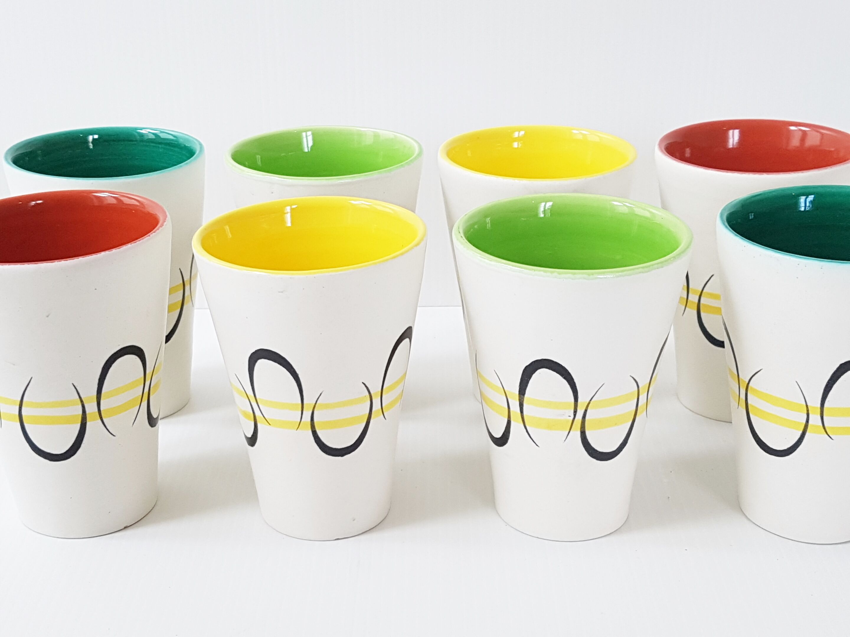 Suite of 8 glasses of Andrew Baud 1950 Vallauris