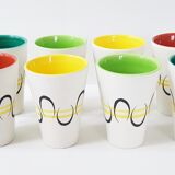 Suite of 8 glasses of Andrew Baud 1950 Vallauris