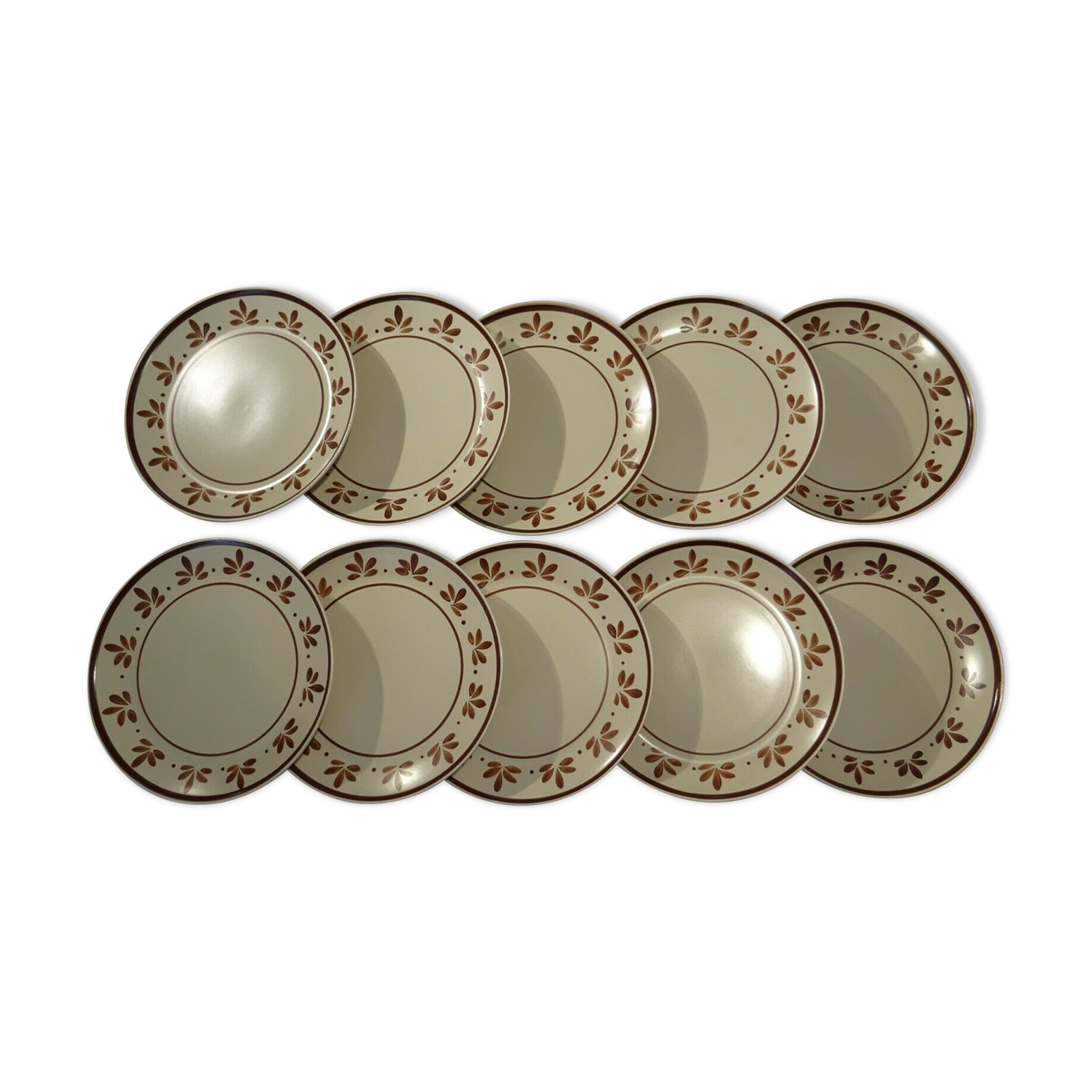 Set of 10 flat plates salins decoration Jurançon painted vintage hand