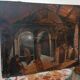 Ancient Table Large Sketch in Oil on Panel Convent of the Brothers 19th Century