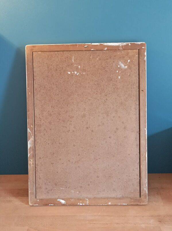 Baroque mirror patinated beige wood frame