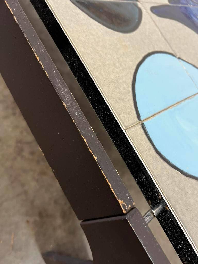 Vintage ceramic coffee table / Coffee table with rounded corners