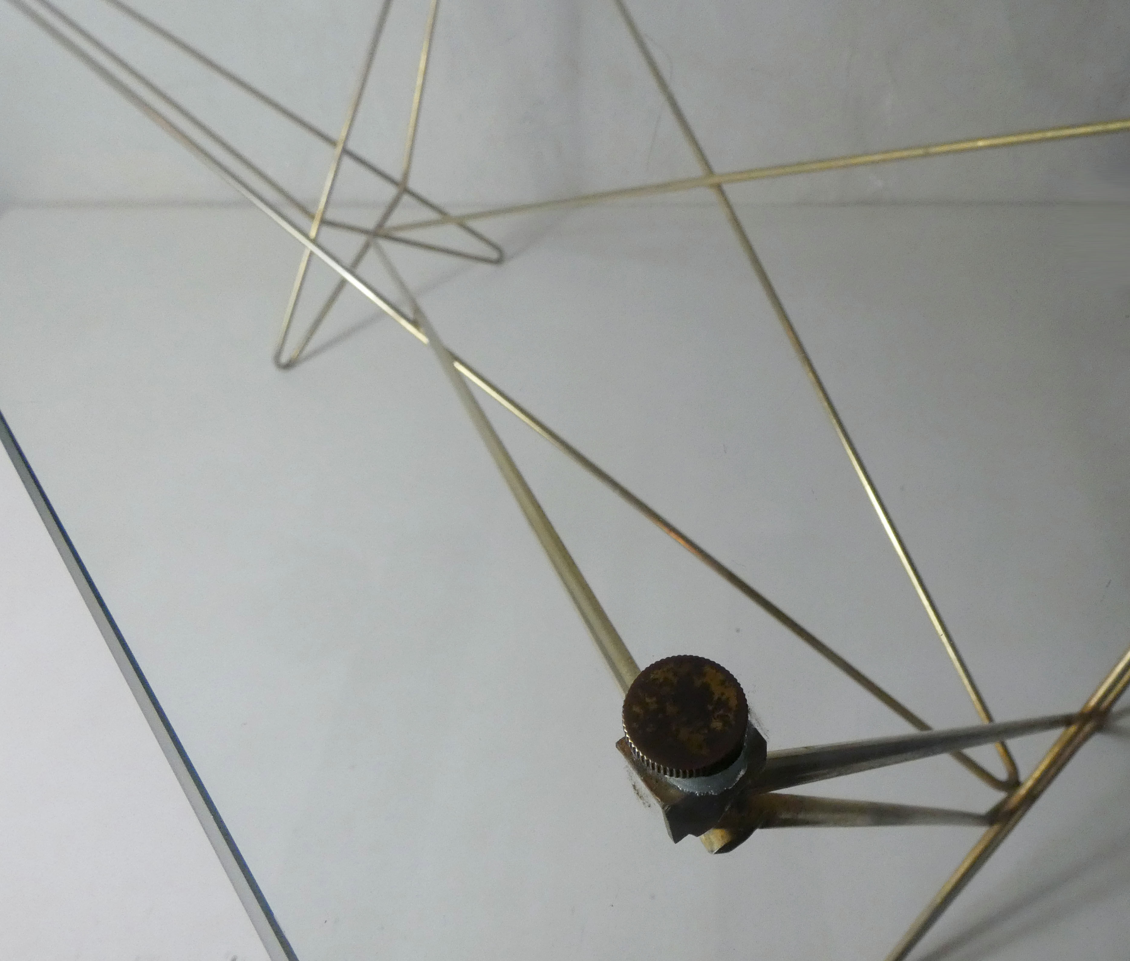 Gold metal coffee table glass tray 50s