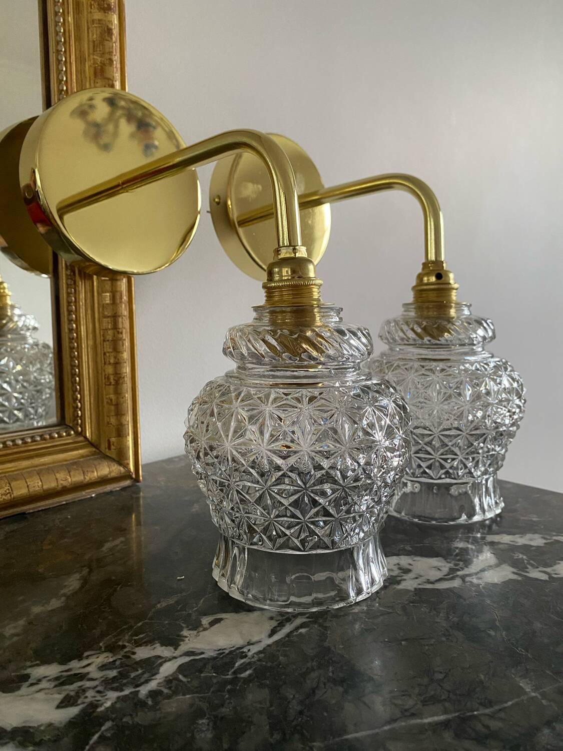 Pair of vintage globe wall sconces