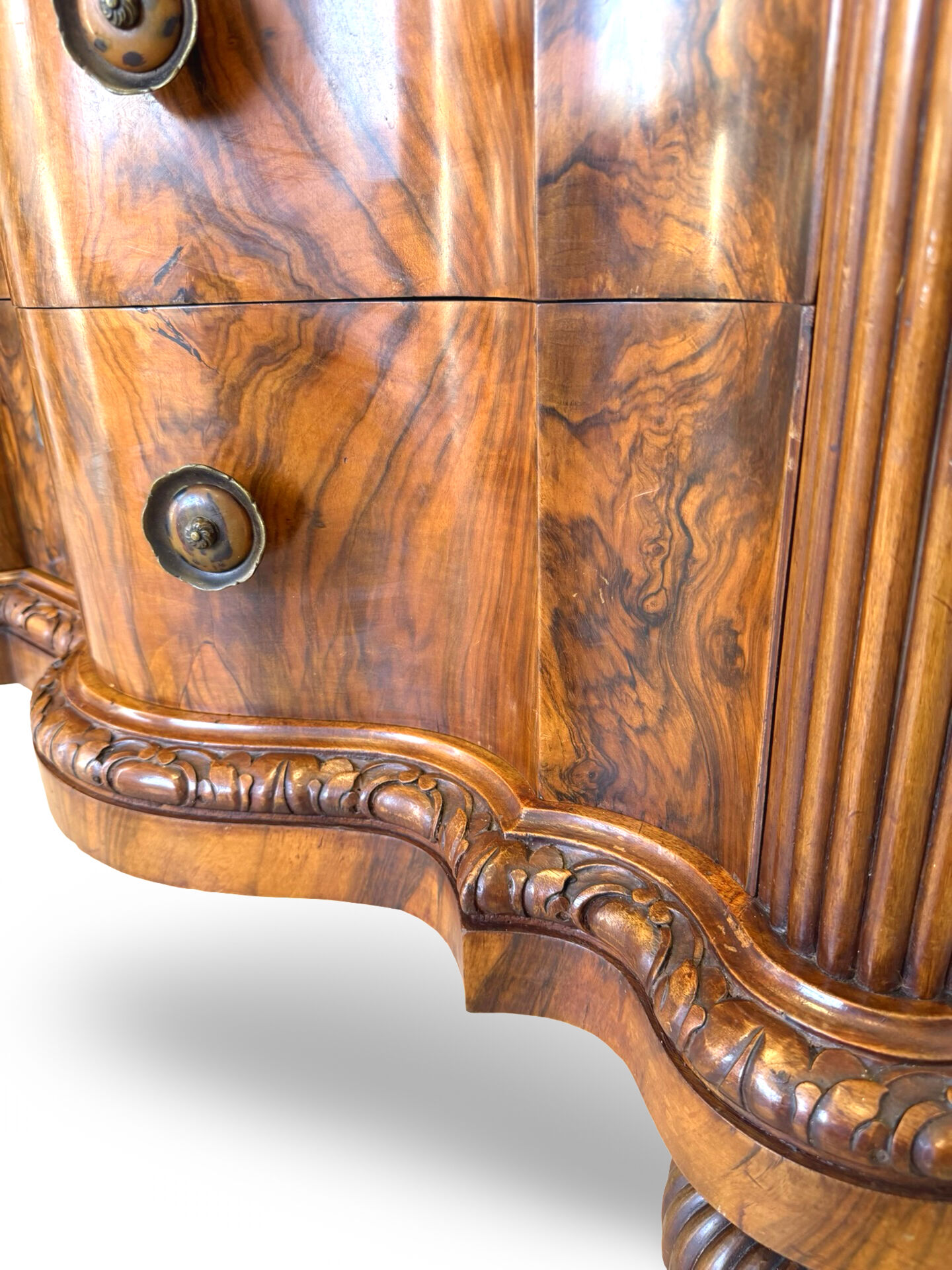 antique walnut serpentine commode