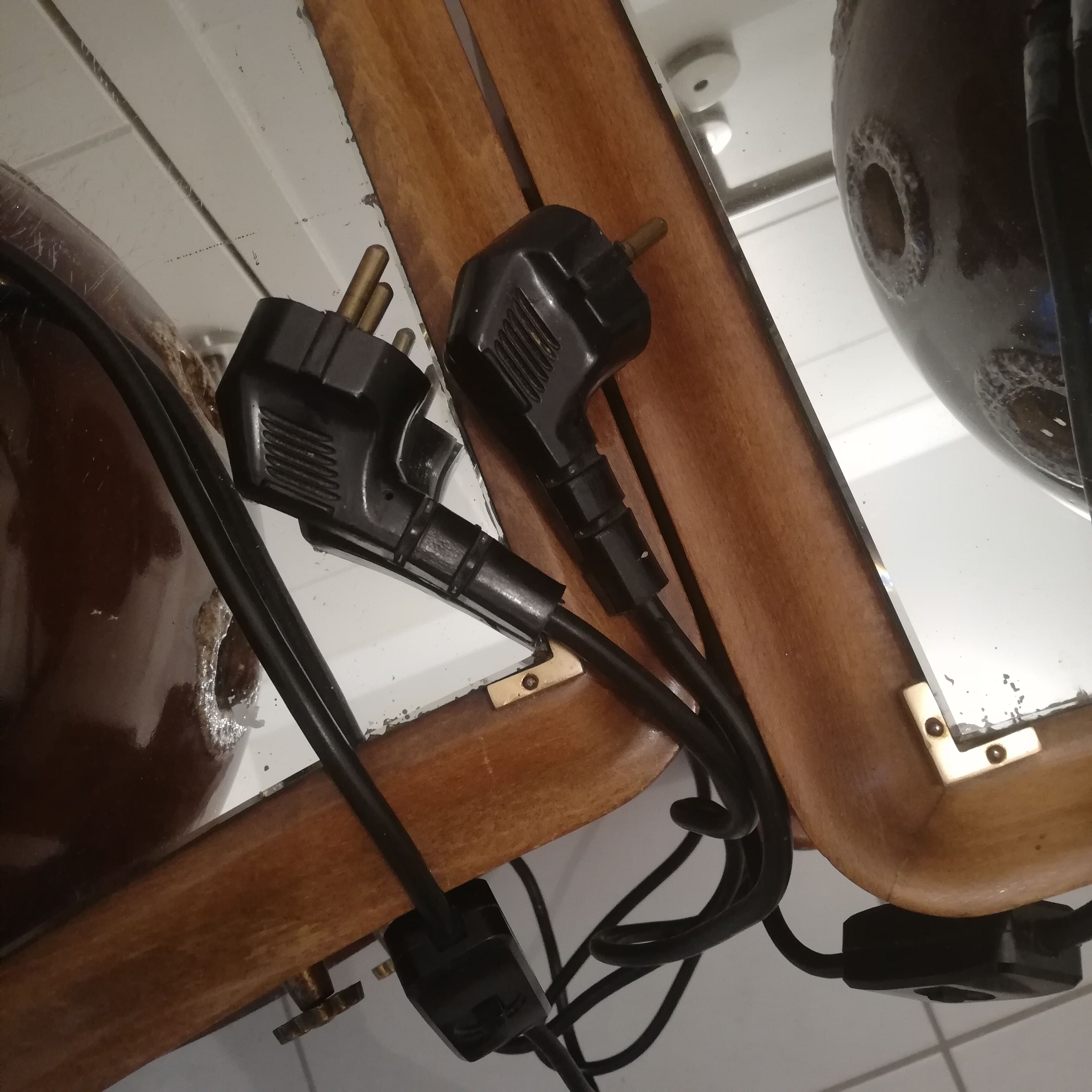 Pair of vintage ceramic lamps with double lighting