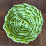 Vintage bottle vase made of scoubidou